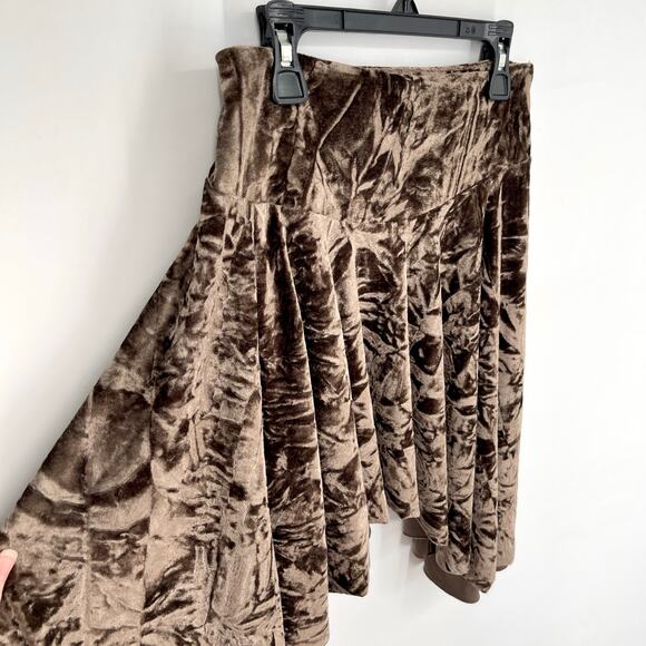 Urban Outfitters Silence + Noise Willa Crushed Velvet Skirt Brown Womens Sz XS - Picture 6 of 12